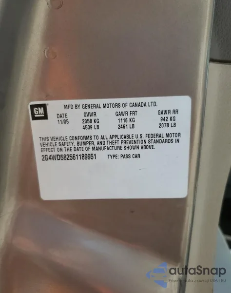 2006 Buick Lacrosse Cxl из США, поврежденный, VIN 2G4WD582561189951